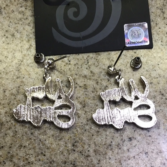 War Eagle Pierced Earrings. Silver, Orange /Blue - Picture 4 of 5